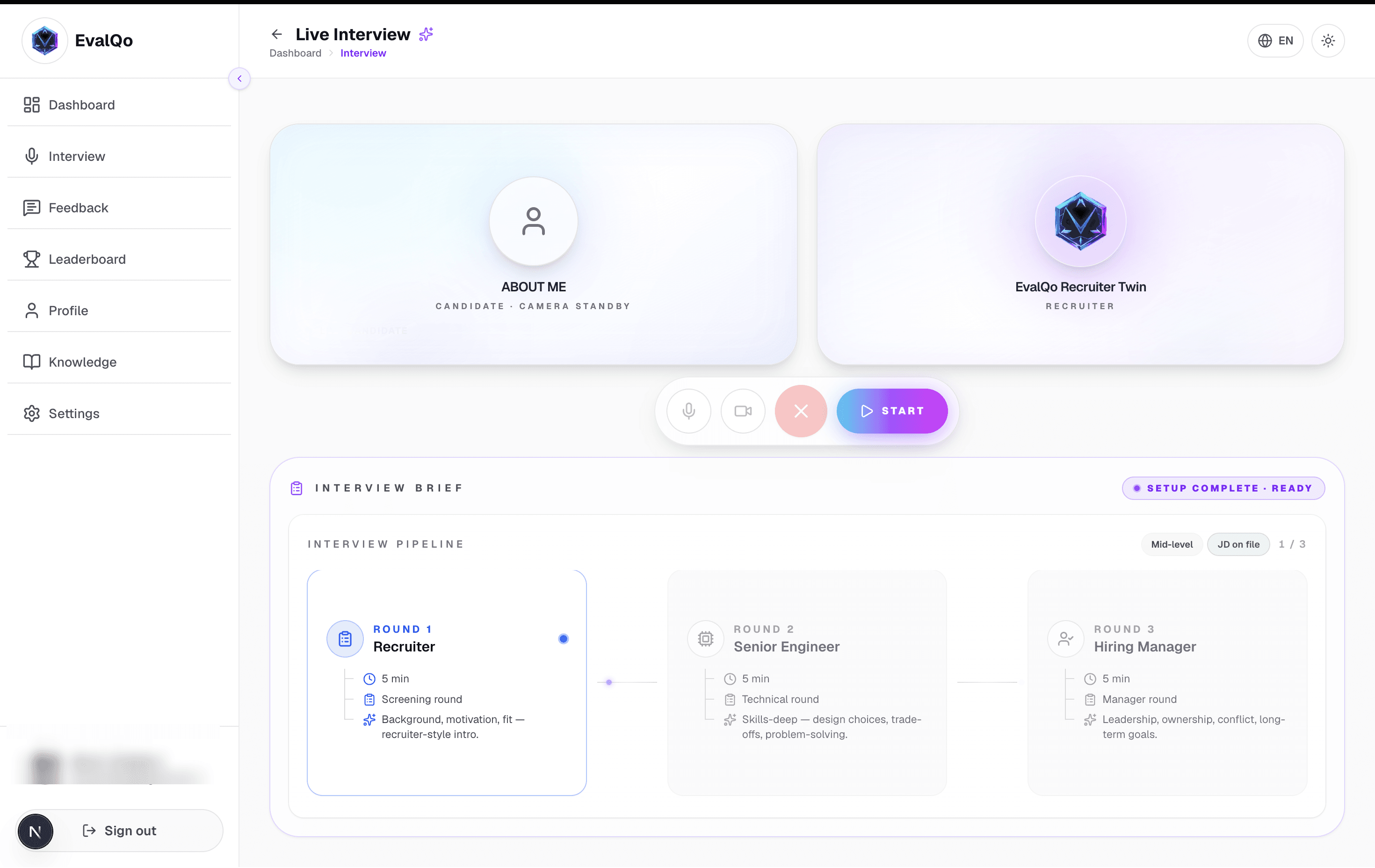 EvalQo product tour — Live interview